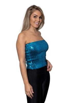 Pailletten rokje/topje, turquoise.-0