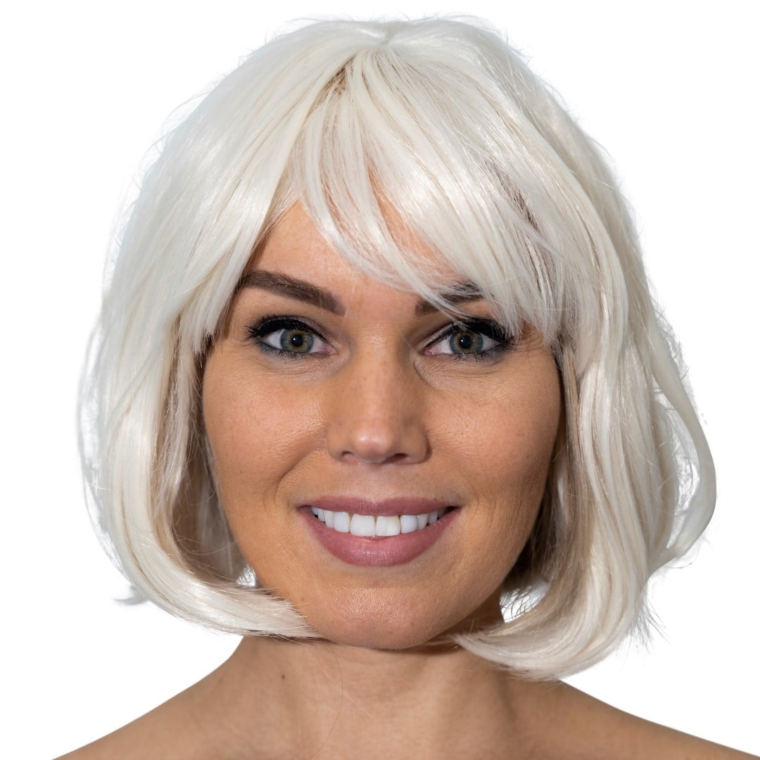 Witte bob pruik de Luxe, verstelbaar-18300