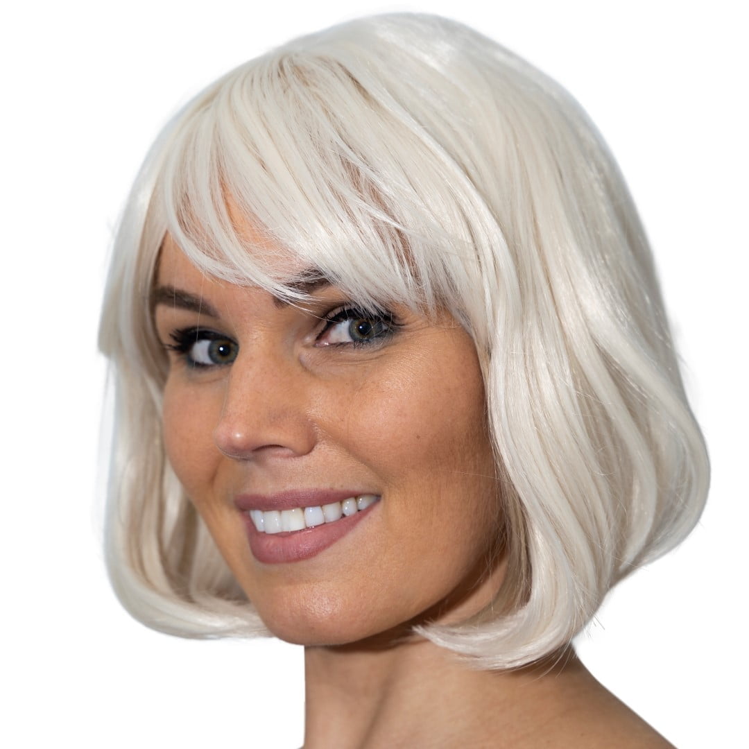 Witte bob pruik de Luxe, verstelbaar-0
