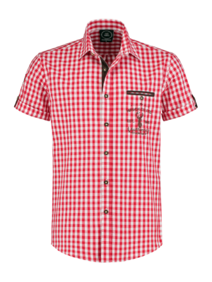 Tirolerblouse rood/wit met borduursel, korte mouw-0