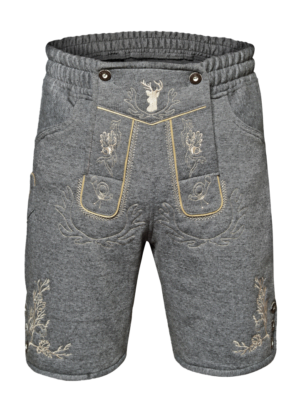 Fleece lederhose, grijs met borduursel-0