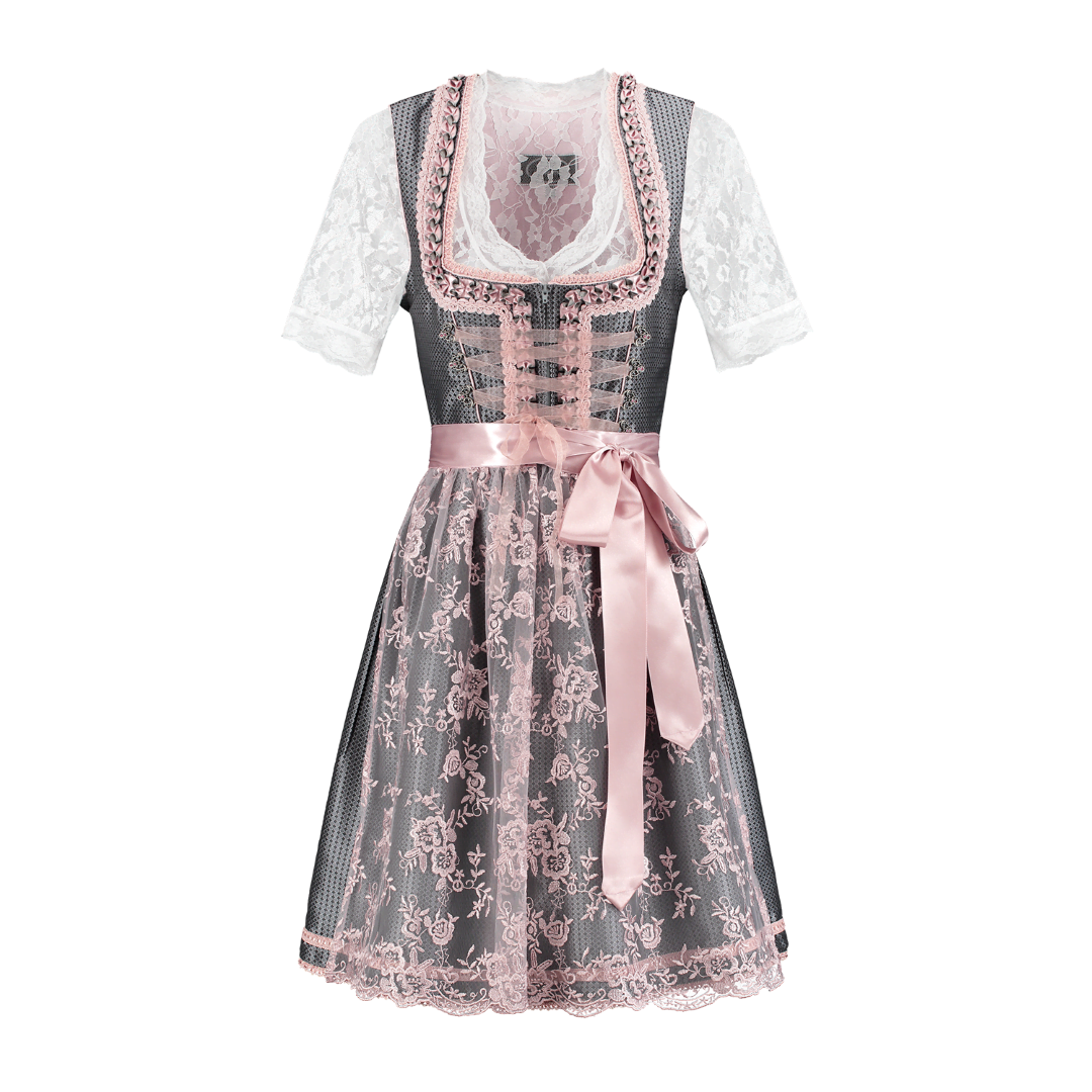 Dirndl, oudzilver/oudrose. 2 delig-18572