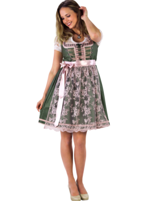 Dirndl, groen/oudroze. 2 delig-0