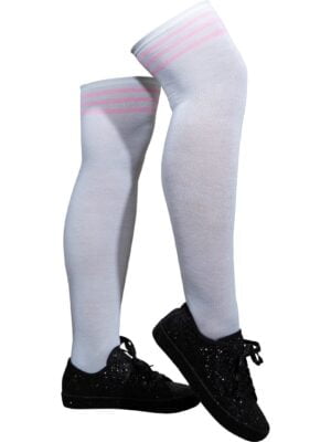 Cheerleader sokken wit, roze strepen-0