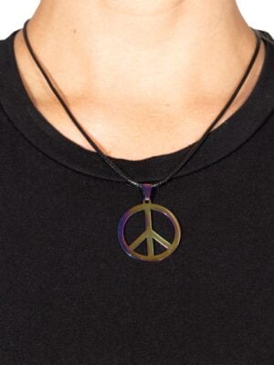 Hippie peace ketting, paars hologram-0
