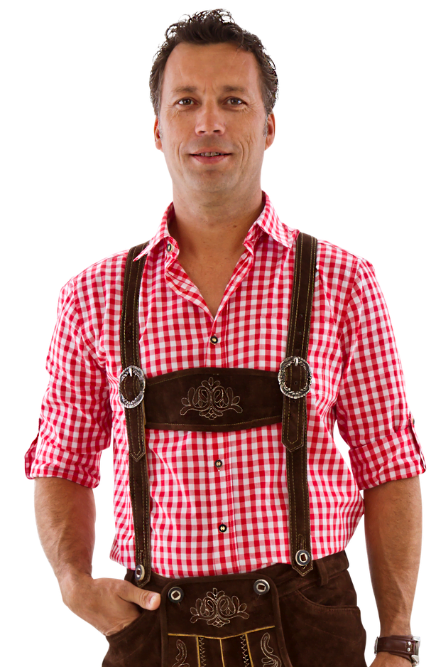Tirolerblouse rood/wit, lange mouw-0