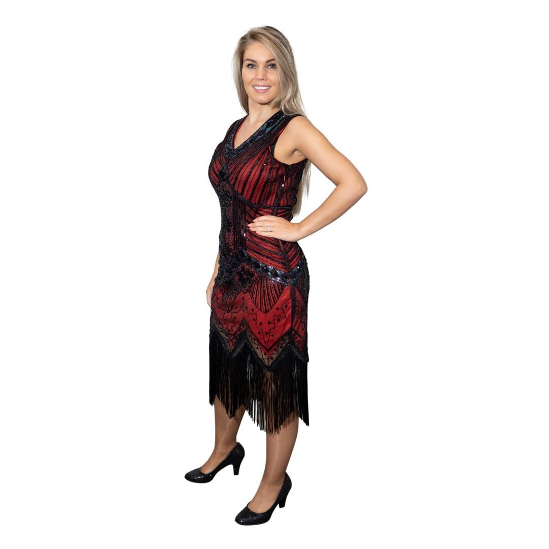 Jurk Charleston, Ada Bordeaux rood-0