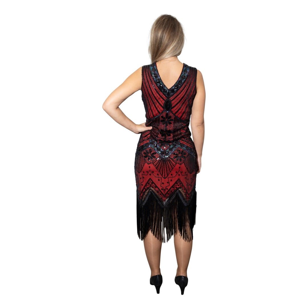 Jurk Charleston, Ada Bordeaux rood-19657
