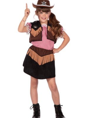 Cowboy outfit meisje, bruin/zwart-0