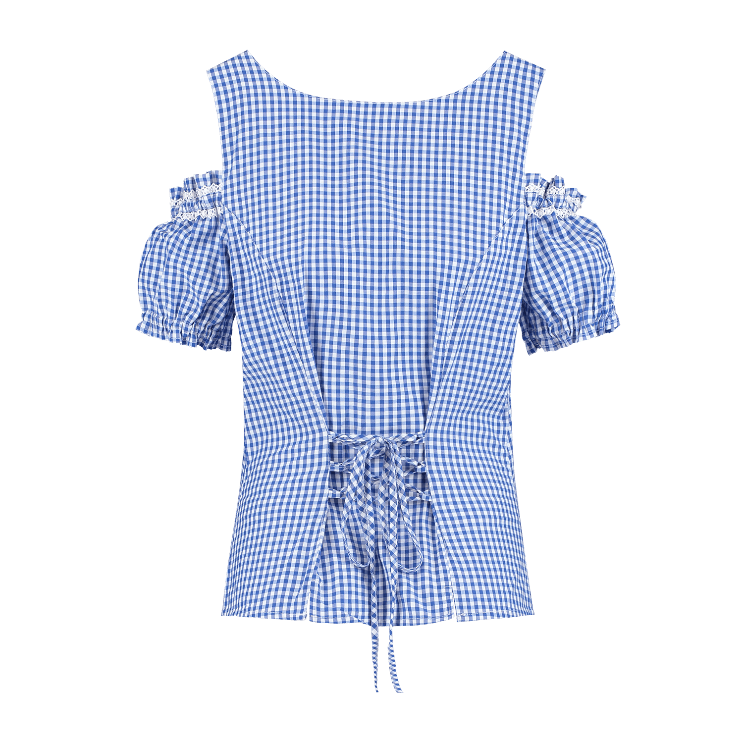 Dirndl bloes, schouderbloes blauw/wit-20147