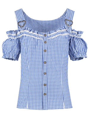 Dirndl bloes, schouderbloes blauw/wit-0