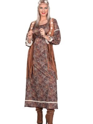 Hippie lange lang bruin paisley