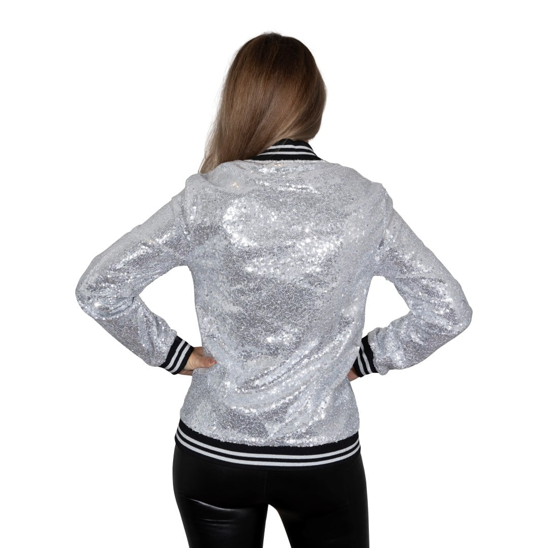 Disco pailletten jack, zilver uniseks - Afbeelding 3