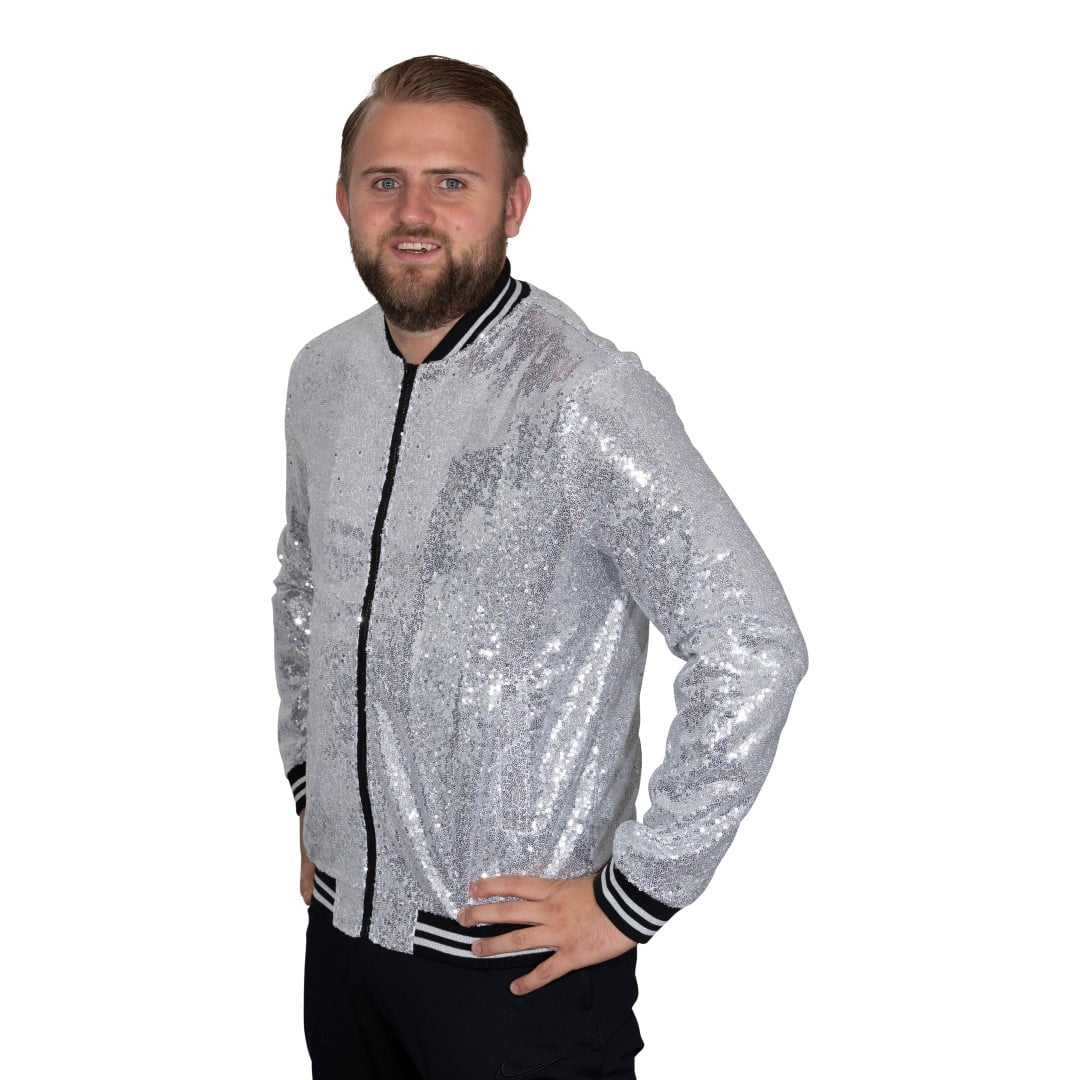 Disco pailletten jack, zilver uniseks - Afbeelding 4