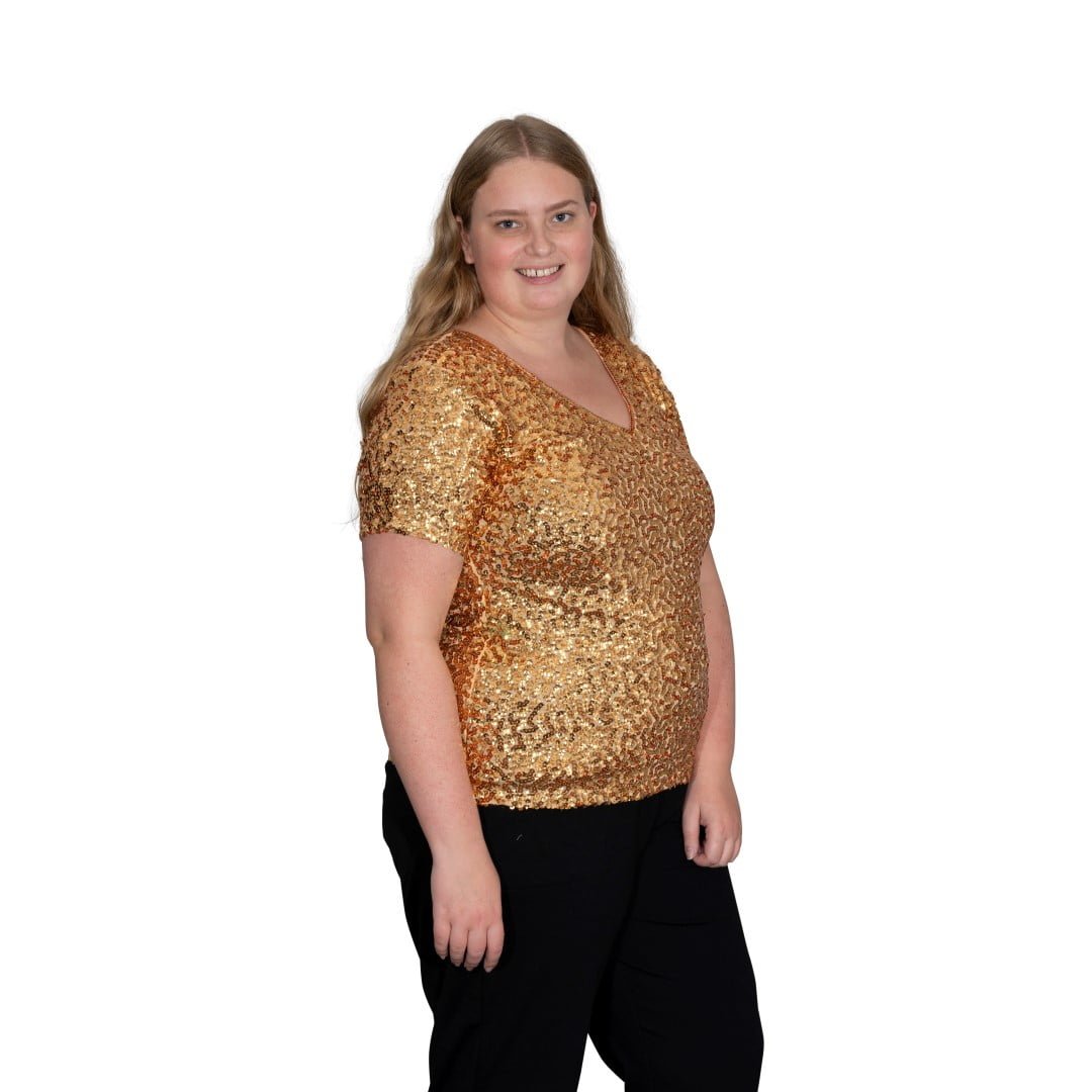 Pailletten shirt goud in 3 maten - Afbeelding 3