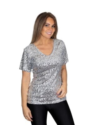 Pailletten shirt zilver in 3 maten