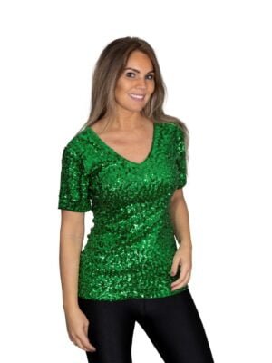 Pailletten shirt groen in 3 maten