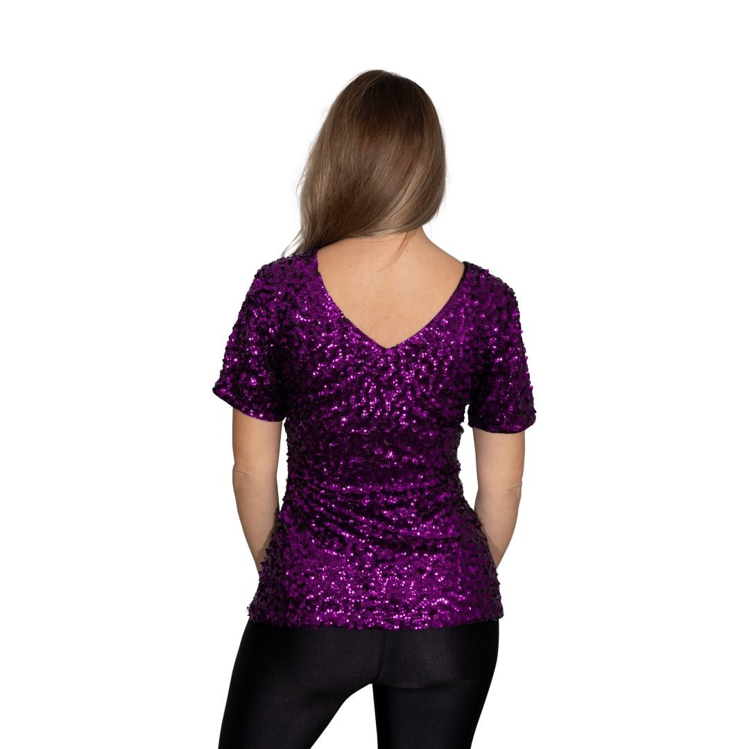 Pailletten shirt paars in 3 maten - Afbeelding 2