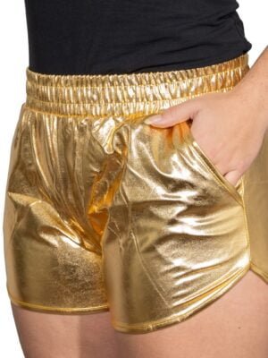 Erg foute korte broek, in goud en zilver