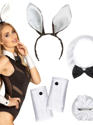 Bunny set (diadeem, kraag, manchetten en staart)