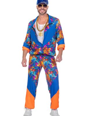 Heren trainingspak blauw/oranje