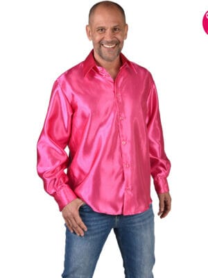 Satijnen hemd, blouses uni fuchsia