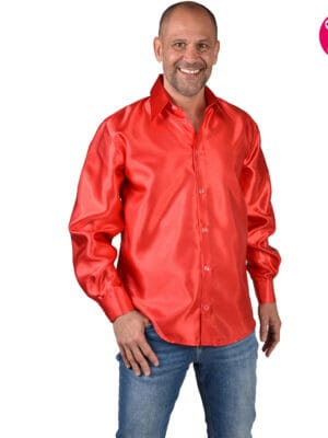 Satijnen hemd, blouses uni rood