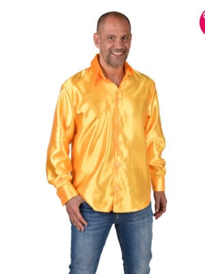 Satijnen hemd, blouses uni geel