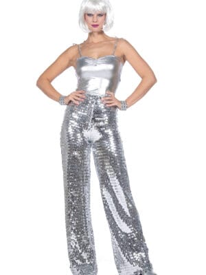 Party glitterbroek zilver