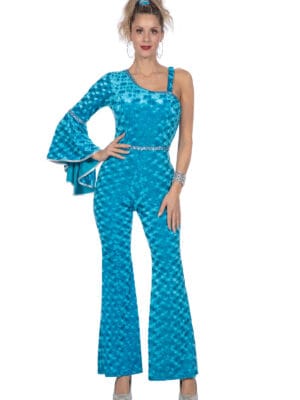 Disco catsuit velvet Aqua