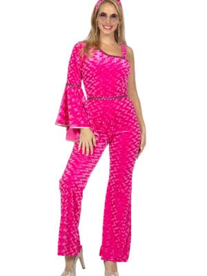 Disco catsuit velvet Pink