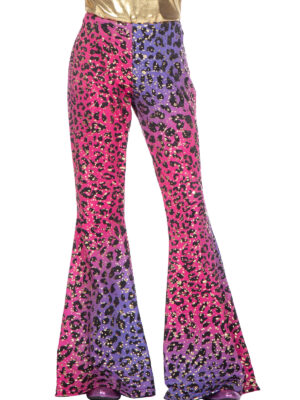 Hippiebroek panter sparkle, paars/roze
