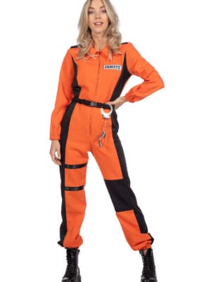 Inmate overall oranje dames, prisoner, gevangene