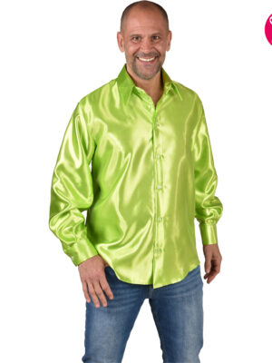 Satijnen hemd, blouses uni groen