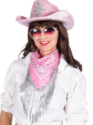 Cowboyhoed met strass steeentjes roze