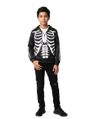 Hoodie met rits skelet (kids)