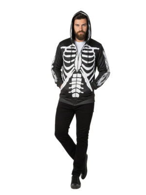 Hoodie met rits skelet (volwassenen)
